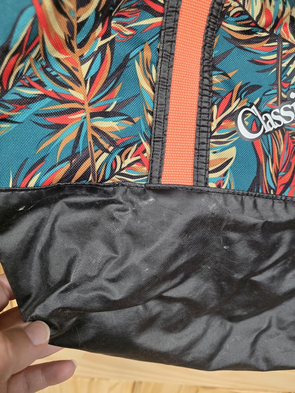 Teal Tropical Tote Bag with Coral Straps - Picture 6 of 14